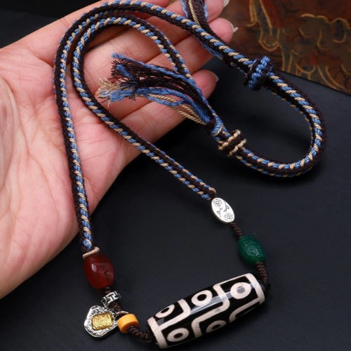 Tibetan Nine-eye Dzi Bead Protection Necklace