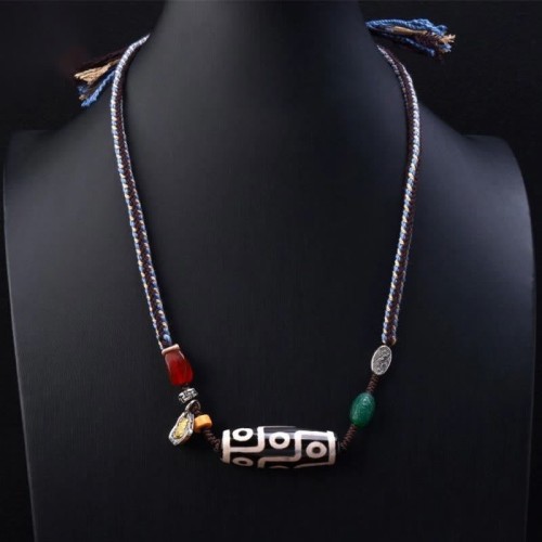 Tibetan Nine-eye Dzi Bead Protection Necklace