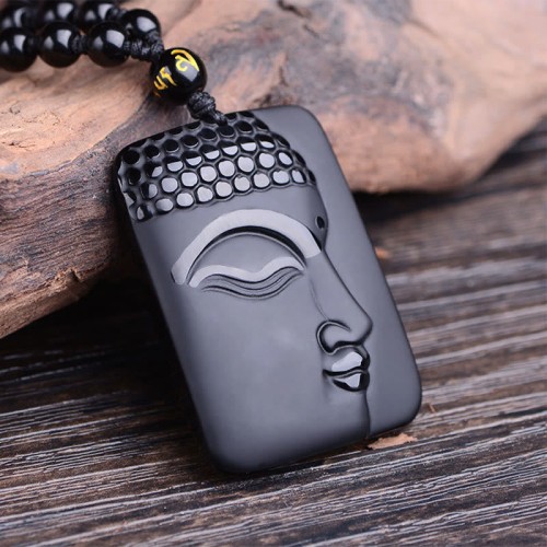 Black Obsidian Buddha Prayer Purification Necklace Black Obsidian Buddha Prayer Purification Necklace