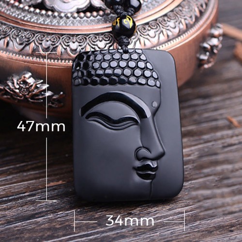 Black Obsidian Buddha Prayer Purification Necklace Black Obsidian Buddha Prayer Purification Necklace