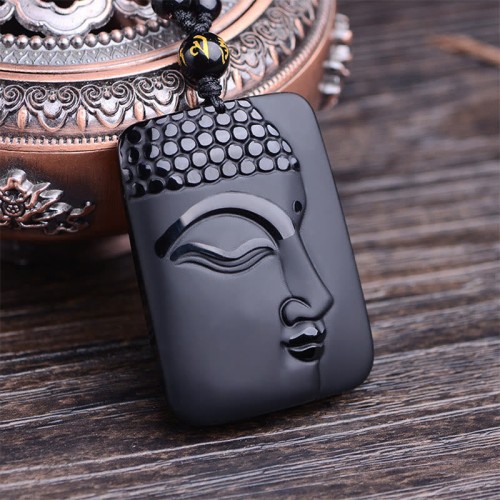 Black Obsidian Buddha Prayer Purification Necklace Black Obsidian Buddha Prayer Purification Necklace