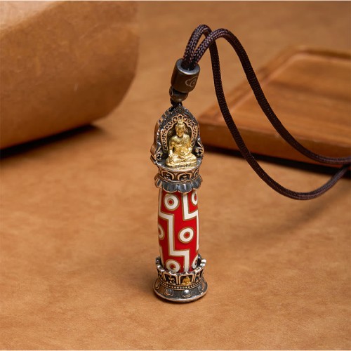 Tibetan Medicine Buddha Nine-Eye Dzi Bead Necklace Tibetan Medicine Buddha Nine-Eye Dzi Bead Necklace