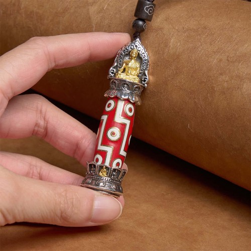 Tibetan Medicine Buddha Nine-Eye Dzi Bead Necklace Tibetan Medicine Buddha Nine-Eye Dzi Bead Necklace