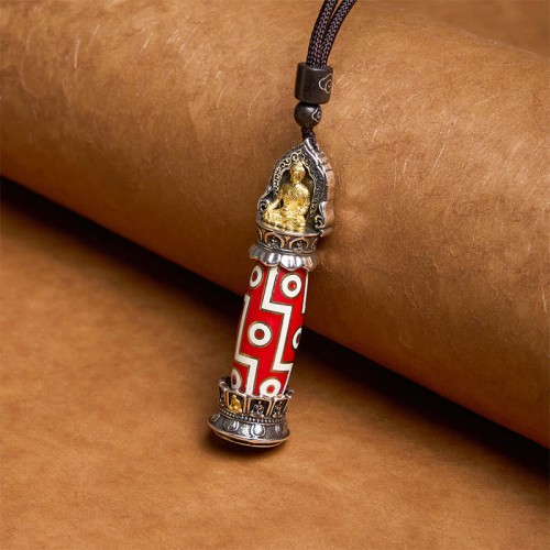 Tibetan Medicine Buddha Nine-Eye Dzi Bead Necklace Tibetan Medicine Buddha Nine-Eye Dzi Bead Necklace