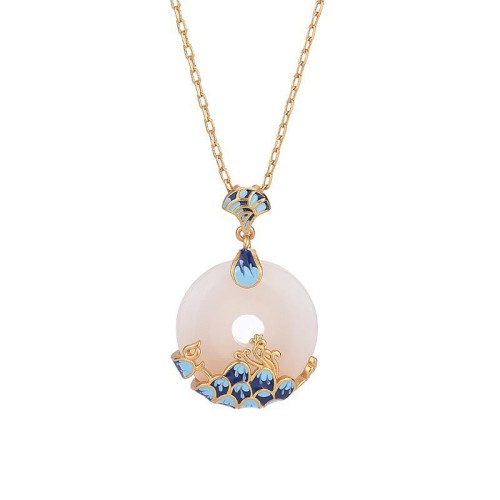 White Jade Peace Buckle Necklace