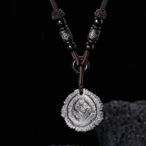 999 Silver Sophora Flavescens Cotton Rope Necklace 999 Silver Sophora Flavescens Cotton Rope Necklace