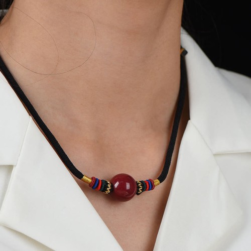 Cinnabar Lucky Bead Protection Necklace Pendant Cinnabar Lucky Bead Protection Necklace Pendant