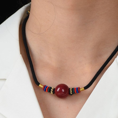 Cinnabar Lucky Bead Protection Necklace Pendant Cinnabar Lucky Bead Protection Necklace Pendant