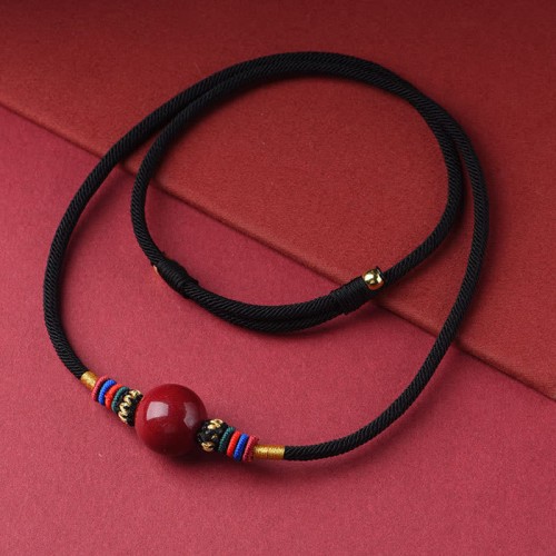 Cinnabar Lucky Bead Protection Necklace Pendant Cinnabar Lucky Bead Protection Necklace Pendant