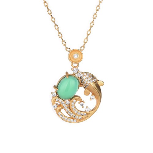 Green Chalcedony Koi Fish Strength Necklace Green Chalcedony Koi Fish Strength Necklace
