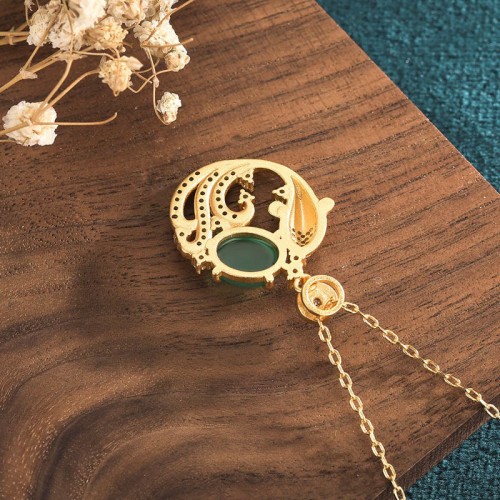 Green Chalcedony Koi Fish Strength Necklace Green Chalcedony Koi Fish Strength Necklace