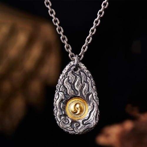 999 Silver Gold Tai Chi Yin Yang Necklace 999 Silver Gold Tai Chi Yin Yang Necklace