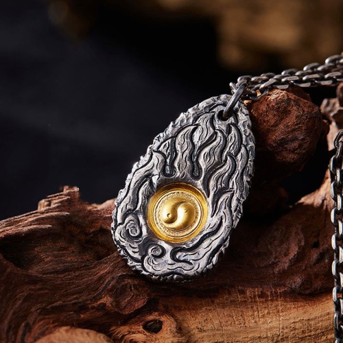 999 Silver Gold Tai Chi Yin Yang Necklace 999 Silver Gold Tai Chi Yin Yang Necklace