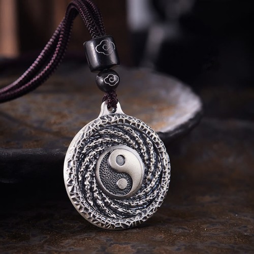 999 Silver Tai Chi Yin Yang Bagua Mountain Ghost Necklace 999 Silver Tai Chi Yin Yang Bagua Mountain Ghost Necklace