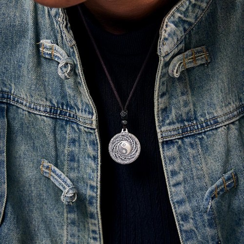 999 Silver Tai Chi Yin Yang Bagua Mountain Ghost Necklace 999 Silver Tai Chi Yin Yang Bagua Mountain Ghost Necklace