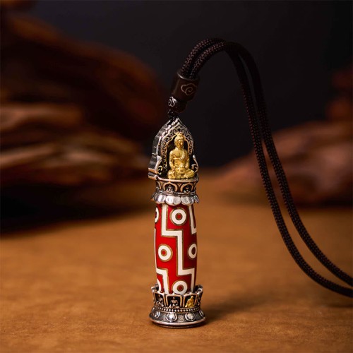 Tibetan Medicine Buddha Nine-Eye Dzi Bead Necklace Tibetan Medicine Buddha Nine-Eye Dzi Bead Necklace