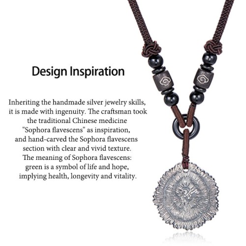 999 Silver Sophora Flavescens Cotton Rope Necklace 999 Silver Sophora Flavescens Cotton Rope Necklace