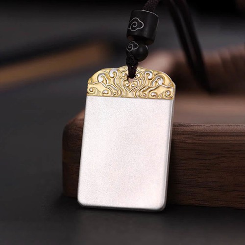 Silver Plated Copper Fu Character Fortune Necklace