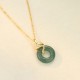 Silver 18K Gold Jade Peace Snake Pendant Silver 18K Gold Jade Peace Snake Pendant