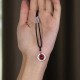 999 Silver Red Agate Peace Buckle Blessing Pendant