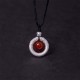 999 Silver Red Agate Peace Buckle Blessing Pendant