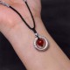 999 Silver Red Agate Peace Buckle Blessing Pendant