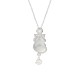 Sterling Silver 14K Gold White Jade Gourd Cat Necklace Pendant Sterling Silver 14K Gold White Jade Gourd Cat Necklace Pendant