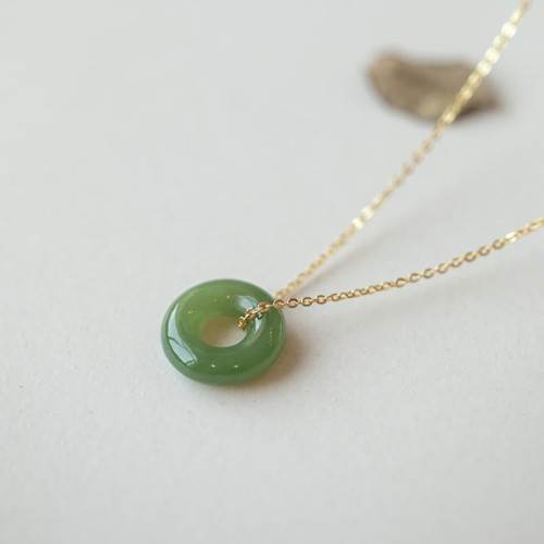 925 Silver Plated Gold Hetian Jade Peace Necklace