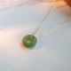 925 Silver Plated Gold Hetian Jade Peace Necklace