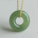 925 Silver Plated Gold Hetian Jade Peace Necklace