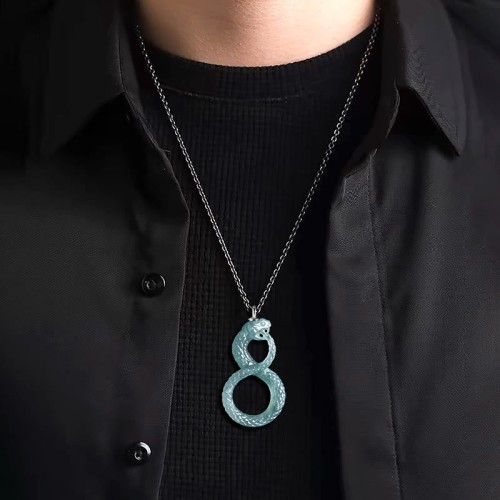 925 Sterling Silver Natural Jade Year of the Snake Necklace Pendant 925 Sterling Silver Natural Jade Year of the Snake Necklace Pendant