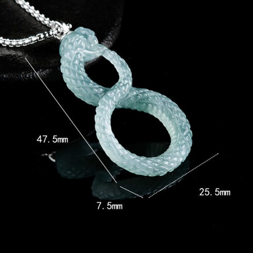 925 Sterling Silver Natural Jade Year of the Snake Necklace Pendant 925 Sterling Silver Natural Jade Year of the Snake Necklace Pendant