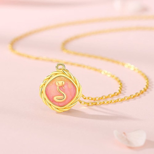 925 Silver Year of the Snake Golden Snake Necklace