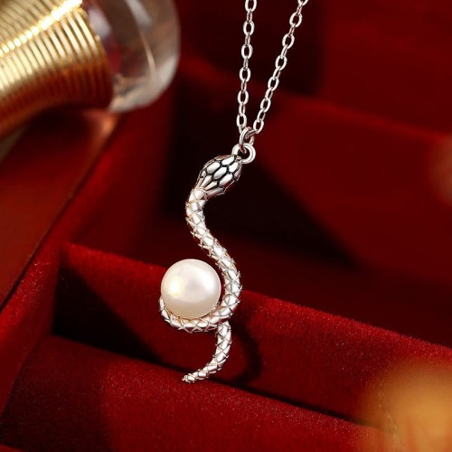 Snake Around Pearl Year of the Snake Necklace Snake Around Pearl Year of the Snake Necklace