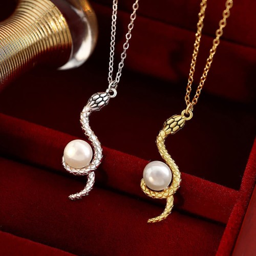 Snake Around Pearl Year of the Snake Necklace Snake Around Pearl Year of the Snake Necklace