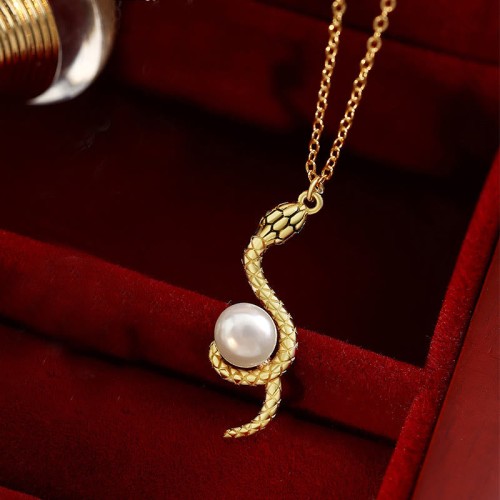 Snake Around Pearl Year of the Snake Necklace Snake Around Pearl Year of the Snake Necklace