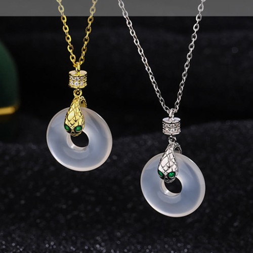 999 Silver Chalcedony Peace Snake Healing Necklace 999 Silver Chalcedony Peace Snake Healing Necklace