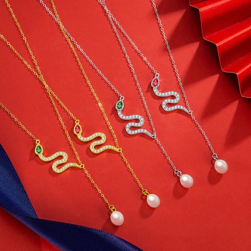 925 Silver Pearl Snake Year Blessing Pendant 925 Silver Pearl Snake Year Blessing Pendant