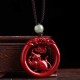 Cinnabar Hetian Jade Peace Buckle Calm Necklace Cinnabar Hetian Jade Peace Buckle Calm Necklace