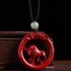 Cinnabar Hetian Jade Peace Buckle Calm Necklace Cinnabar Hetian Jade Peace Buckle Calm Necklace
