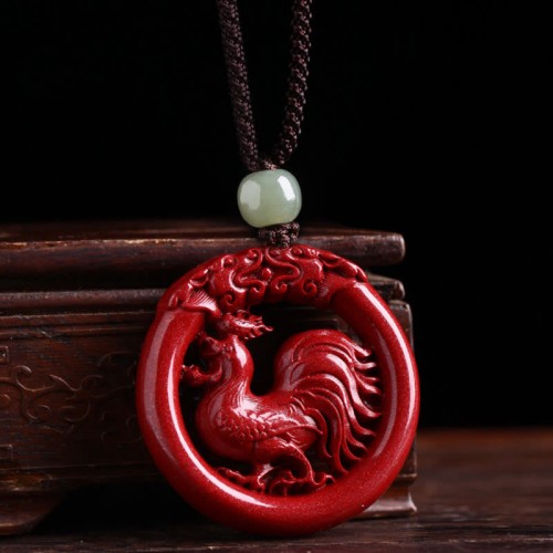 Cinnabar Hetian Jade Peace Buckle Calm Necklace Cinnabar Hetian Jade Peace Buckle Calm Necklace