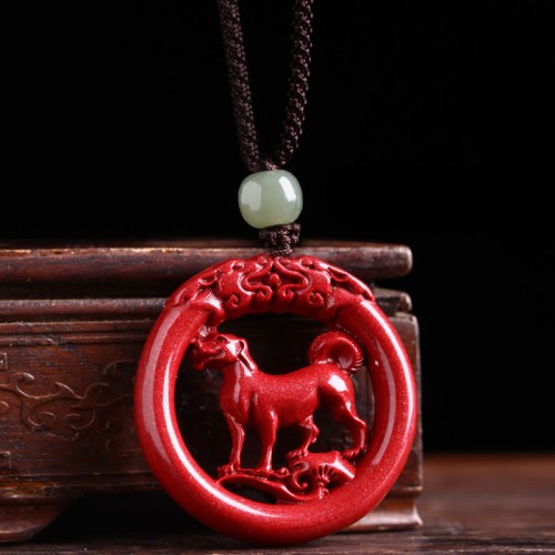 Cinnabar Hetian Jade Peace Buckle Calm Necklace Cinnabar Hetian Jade Peace Buckle Calm Necklace