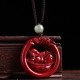 Cinnabar Hetian Jade Peace Buckle Calm Necklace Cinnabar Hetian Jade Peace Buckle Calm Necklace