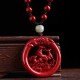 Cinnabar Hetian Jade Peace Buckle Calm Necklace Cinnabar Hetian Jade Peace Buckle Calm Necklace