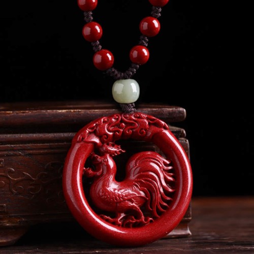 Cinnabar Hetian Jade Peace Buckle Calm Necklace Cinnabar Hetian Jade Peace Buckle Calm Necklace