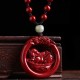Cinnabar Hetian Jade Peace Buckle Calm Necklace Cinnabar Hetian Jade Peace Buckle Calm Necklace