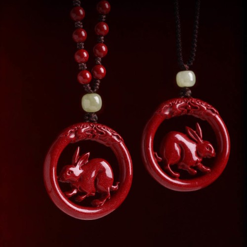 Cinnabar Hetian Jade Peace Buckle Calm Necklace Cinnabar Hetian Jade Peace Buckle Calm Necklace