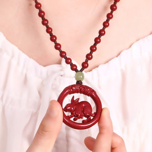 Cinnabar Hetian Jade Peace Buckle Calm Necklace Cinnabar Hetian Jade Peace Buckle Calm Necklace