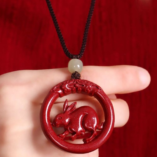 Cinnabar Hetian Jade Peace Buckle Calm Necklace Cinnabar Hetian Jade Peace Buckle Calm Necklace
