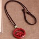 Cinnabar Hetian Jade Peace Buckle Calm Necklace Cinnabar Hetian Jade Peace Buckle Calm Necklace
